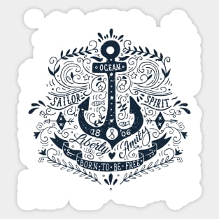 Nautical vintage label with an anchor and hand lettering. Sticker